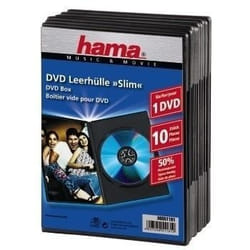Hama Boîtier "Slim" pour DVD, lot de 10, Noir