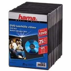 Hama DVD Slim Box 25, Black, 1 disques, Noir
