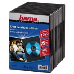 Hama DVD Slim Box 25, Black 1 disques Noir