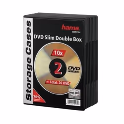 Hama DVD Slim Double-Box 10, Black, 2 disques, Noir