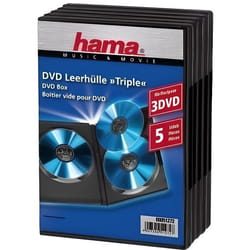 Hama DVD Triple Box, black, pack of 5 3 disques Noir