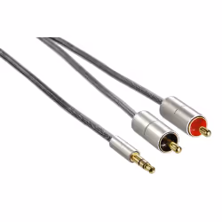 Hama 00080864, 3,5mm, Mâle, 2 x RCA, Mâle, 1 m, Argent