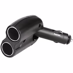 Hama 2-way Distributor - Cigarette Lighter Socket 180°, 12 V, Noir