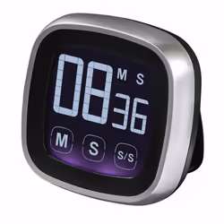 Hama Touch, Minuteur numérique de cuisine, Noir, Argent, 99,59 min, CE, AAA, 2,4 mm
