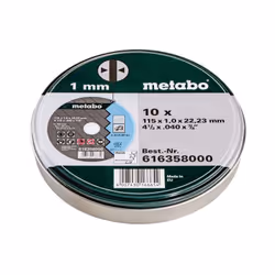METABO 10 MEULES DE TRONÇONNAGE SP 115 X 1,0 X 22,23 INOX, TF 41 (616358000) Référence: 616358000 EAN: 4007430166654 Descript ...