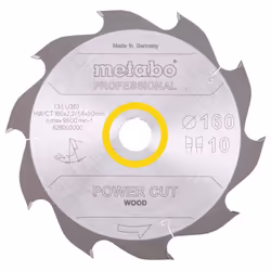 Lame de scie circulaire METABO PRO 628005000 - "Power Cut Wood" - HW/CT - 190x2,2x30mm - 14 dents Pour des découpes grossière ...