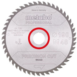 Lame de scie circulaire hw/ct 190 x 30 x 2,2/1,4, nombre de dents 48, affûtage en biseau alterné, angle d'attaque 15° Metabo