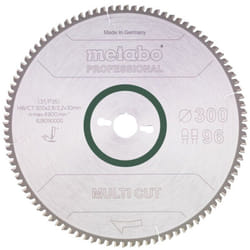 Lame de scie circulaire hw/ct 300 x 30 x 2,8/2,2, nombre de dents 96, denture plate/denture trapézoïdale, angle d'attaque 6° nég. metabo