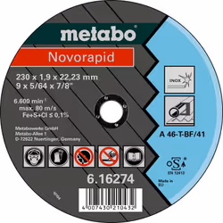 Meules de tronçonnage Novorapid 180x1,5x22,23 Inox