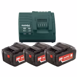 Batterie Metabo 18 V; 5,2 Ah; Li-ion; 3 pcs + Chargeur Metabo ASC 30-36