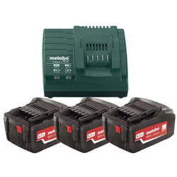 Batterie Metabo 18 V; 5,2 Ah; Li-ion; 3 pcs + Chargeur Metabo ASC 30-36