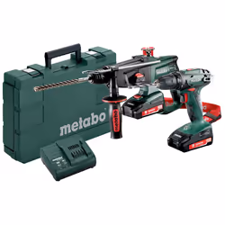 Metabo Combo Set 2.3.2 18 V, Perceuse à poignée pistolet, 1,3 cm, 2 cm, 1 cm, 1,5 mm, 450 tr/min
