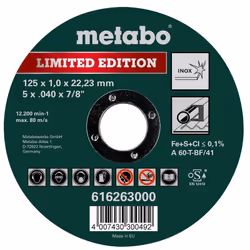 Disque à tronçonner pour meuleuse Metabo 125. Disque à tronçonner durable pour meuleuse radiale. Disque à découper de 125 mm  ...