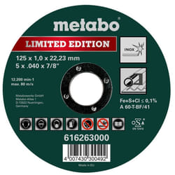 Disque à découper en acier inoxydable 125x1,0x22,23 de Metabo