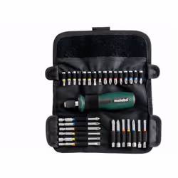 Set tournevis 30 embouts SP en étui souple METABO - 626726000 - Comprend : embouts S 2 L = 25 mm (16 pcs) : PZ1, PZ2, PZ2, PZ ...