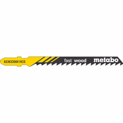 Metabo 5 lames de scie sauteuse « fast wood » 74/ 4,0 mm (623633000), Lames de scie sabre, Bois dur, Bois tendre, Acier fin a ...