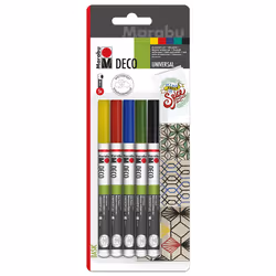 Marabu Deco Painter Basic, Noir, Bleu, Vert, Rouge, Jaune, Multicolore, 5 couleurs, 1 mm, 2 mm, Vitrocéramique, Métal, Papier ...