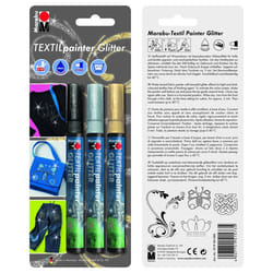 Marabu Textil Painter Glitter, assortiment de 3 blisters