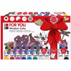 Marabu For You, Noir, Bleu, Or, Vert, Framboise, Rouge, Argent, Violet, Blanc, Jaune, Peinture sur verre, Pâte, 800 ml, 10 pi ...