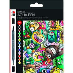 Marabu Aqua Pen Graphix stylo-feutre Noir, Bleu, Marron, Vert, Citron vert, Orange, Rose, Rouge 12 pièce(s)