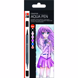 Marabu Aqua Pen Graphix, 6 couleurs, Beige, Noir, Rouge, Rose, Rond, 6 pièce(s)