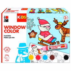 Marabu Window Color Christmas, 2 pages, Peintures inclus, Garçon/Fille, Kit d'images à colorier