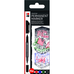 Marabu Graphix marqueur indélébile Noir, Bleu, Vert, Rouge 4 pièce(s)