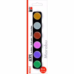 Marabu Acryl Metallic, Cuivre, Or, Vert, Rose, Argent, Violet, Peinture acrylique, Liquide, 3,5 ml, 6 pièce(s)