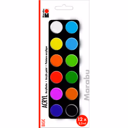Marabu Acryl Basic, Multicolore, Peinture acrylique, Liquide, 3,5 ml, 12 pièce(s)