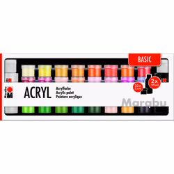 Marabu Acryl Basic, Multicolore, Peinture acrylique, Liquide, 34 pièce(s)