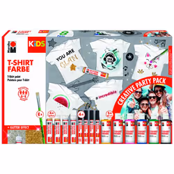 Marabu KiDS T-Shirt paint set Party Pack, Noir, Bleu, Vert, Rose, Rouge, Jaune, Peinture pour textile, 480 ml, 10 pièce(s)