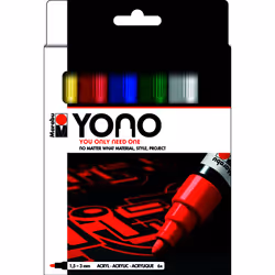 Marabu YONO, Noir, Bleu, Vert, Rouge, Blanc, Jaune, Multicolore, 1,5 mm, 3 mm, Toile, Tissu, Métal, Plastique, pierre, Bois, ...