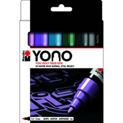 Marabu YONO Marker Set PASTEL Bleu, Gris, Lilas, Rose, Blanc 6 pièce(s)