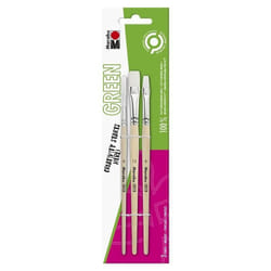 Marabu - green line 017500000200-LOT de 3 pinceaux synthétiques, poils végétaliens, manche non traité, 0175000000200,
