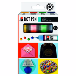 Marabu Dot Pen, Bleu, Vert, Rouge, Jaune, Peinture à l'eau, Liquide, Effet 3D, 25 ml, 4 pièce(s)