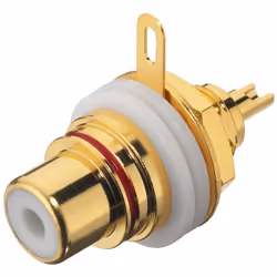 Monacor T-710GI, RCA jack, Noir, Or, Rouge, Métal, Or