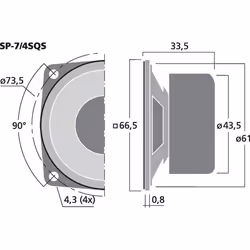 Monacor SP-7/4SQS 4 W 1 pièce(s) Enceinte voiture haut-parleur large bande