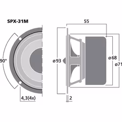 Monacor SPX-31M 20 W 1 pièce(s) Enceinte voiture haut-parleur large bande - Vue supplémentaire 2