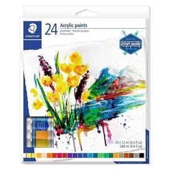 Peinture acrylique - Staedtler - 24 tubes - Couleurs très pigmentées - Finition brillante - Professionnelle