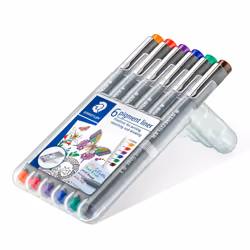 Staedtler Pigment Liner, Bleu, Marron, Vert, Orange, Rouge, Violet, Fin, Noir, Rond, Encre à pigments, 0,3 mm