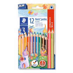 Staedtler 128, Noir, Bleu, Bordeaux, Marron, Vert, Bleu clair, Vert clair, Orange, Pêche, Rouge, Violet, Jaune, 12 pièce(s)