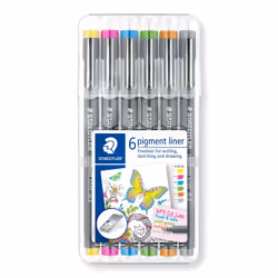 Staedtler Pigment Liner, Marron, Gris, Bleu clair, Vert clair, Magenta, Jaune, Extra-fin, Noir, Rond, Encre à pigments, 0,3 m ...