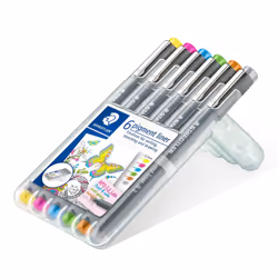 Staedtler Pigment Liner stylo fin Extra-fin Marron, Gris, Bleu clair, Vert clair, Magenta, Jaune 6 pièce(s)