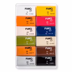Staedtler FIMO 8023 C Pâte à modeler 300 g Noir, Bleu, Chocolat, Couleur cognac, Gris, Olive, Orange, Rose, Rouge, Blanc, Jaune 12 pièce(s)