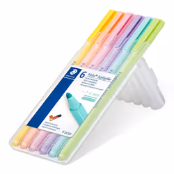 Staedtler 362 C, 6 pièce(s), Citron vert, Menthe, Pêche, Rose, Violet, Jaune, Pointe ogive, 1 mm, 4 mm, Encre à base d'eau