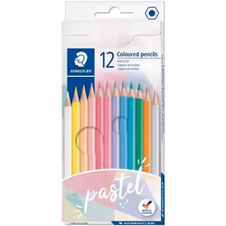 Crayons de couleur pastel - STAEDTLER - Étui de 12 - Mine tendre - 29 mm - Couleurs pigmentées