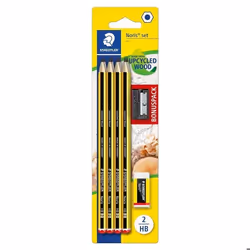 Staedtler 120 SBK8P1 Crayon graphite Noris - Degré HB (Lot de 8 crayons + taille-crayon + gomme)