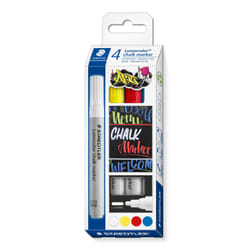 Staedtler Lumocolor marqueur à craie liquie Cosse Bleu, Rouge, Blanc, Jaune 4 pièce(s)
