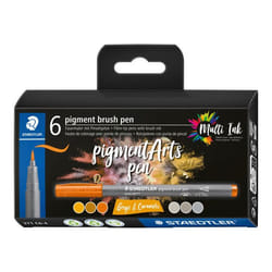 6 feutres - Pointe pinceau - Staedtler - Pigment Arts Pen - Assortis gris et marron