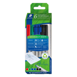 Staedtler Lumocolor Non-Permanent marqueur 6 pièce(s) Noir, Bleu, Vert, Rouge